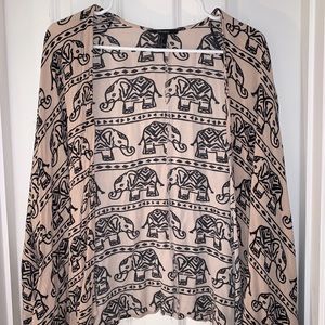 Beige Boho Elephant Print Shawl